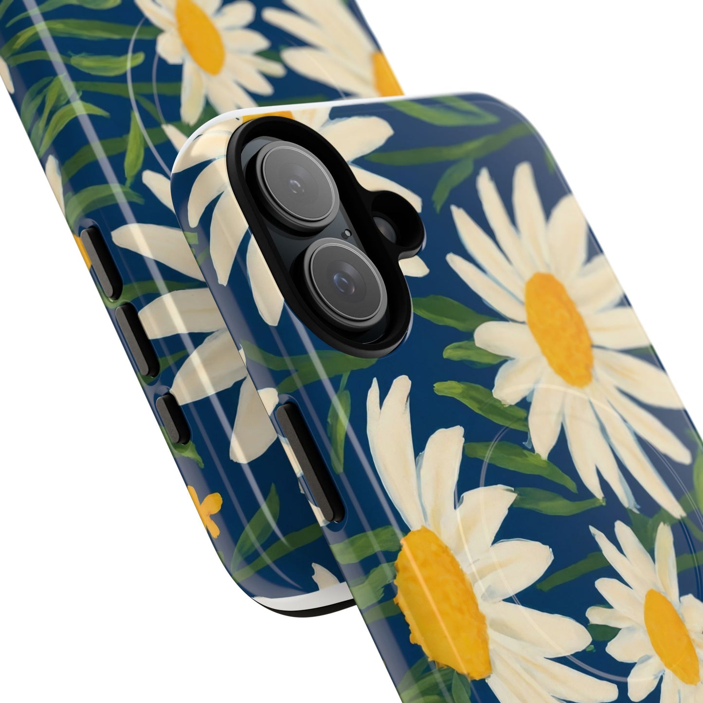 Daisy Floral IPhone Case-Tough Magnetic Cover ,Glossy Finish ,Retro Botanical Flower  Design.