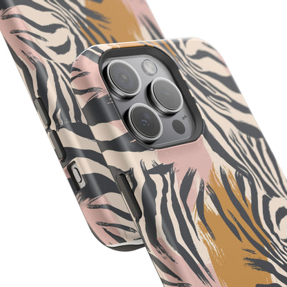 Zebra Brushstroke Magnetic Impact Phone Case,Africa Pattern