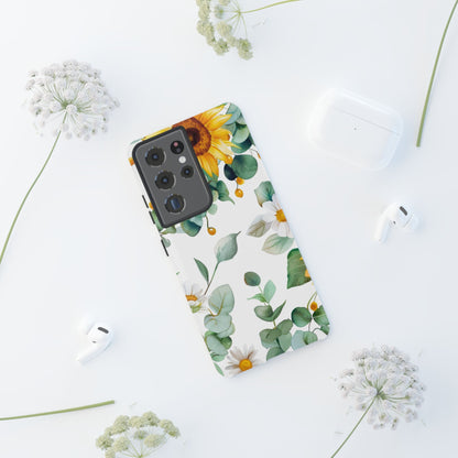 Sunflower & Eucalyptus Tough Phone Case — Protective Floral iPhone Case