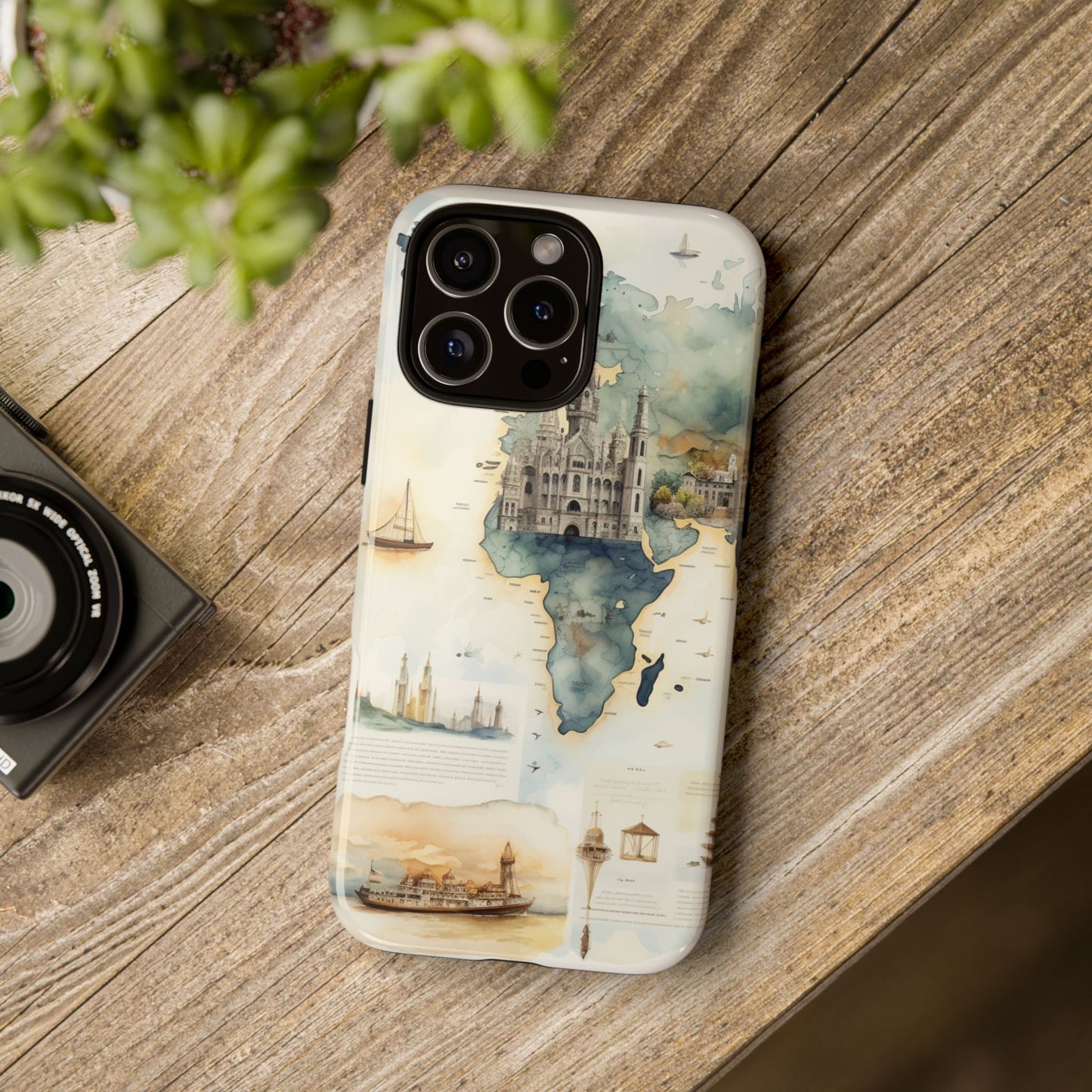 Hard Phone Case — Watercolor Fantasy Map Castle Design
