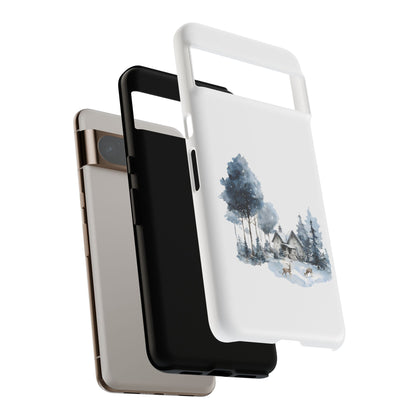 Nature-Inspired Tough Phone Case with Winter Cabin Design