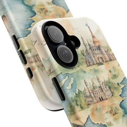 Hard Phone Case — Watercolor Fantasy Map Castle Design