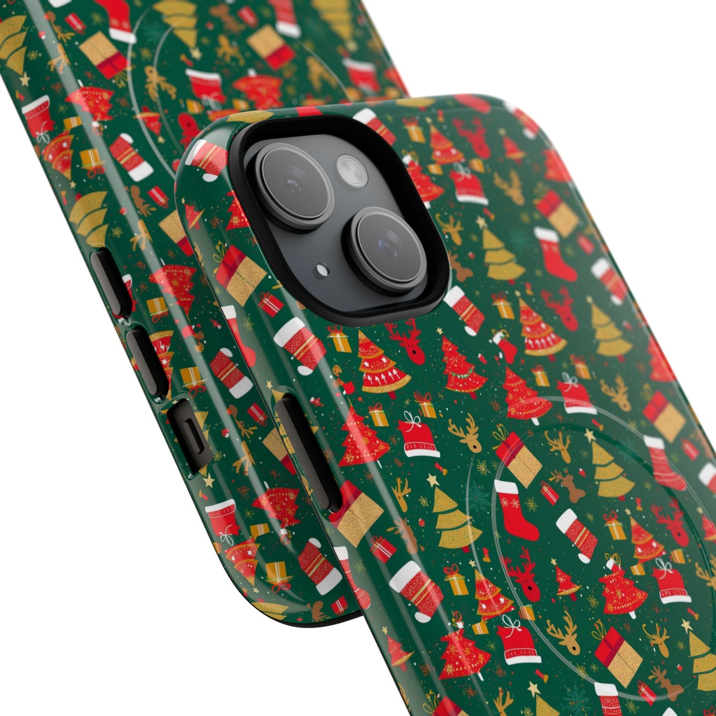Christmas Tough Magnetic Phone Case | Festive Holiday Accessory | Cute Santa & Tree Design, Gift for Him/Her, Seasonal Tech