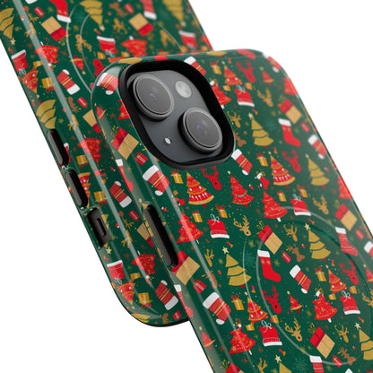 Christmas Tough Magnetic Phone Case | Festive Holiday Accessory | Cute Santa & Tree Design, Gift for Him/Her, Seasonal Tech