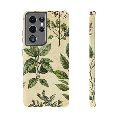 Botanical Leaves Tough Phone Case — Vintage Green Plant Print