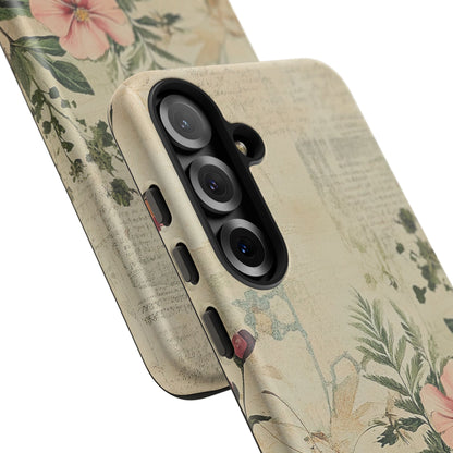 Floral Vintage Tough Case – Botanical Protective Phone Cover,Plants Lovers