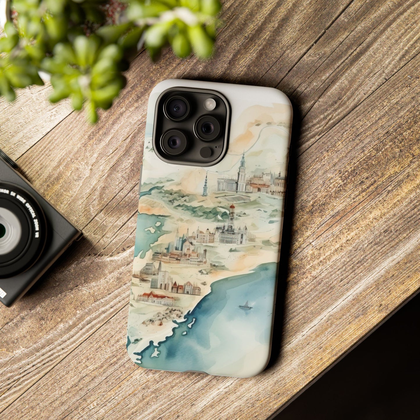 Hard Phone Case — Watercolor Fantasy Map Castle Design