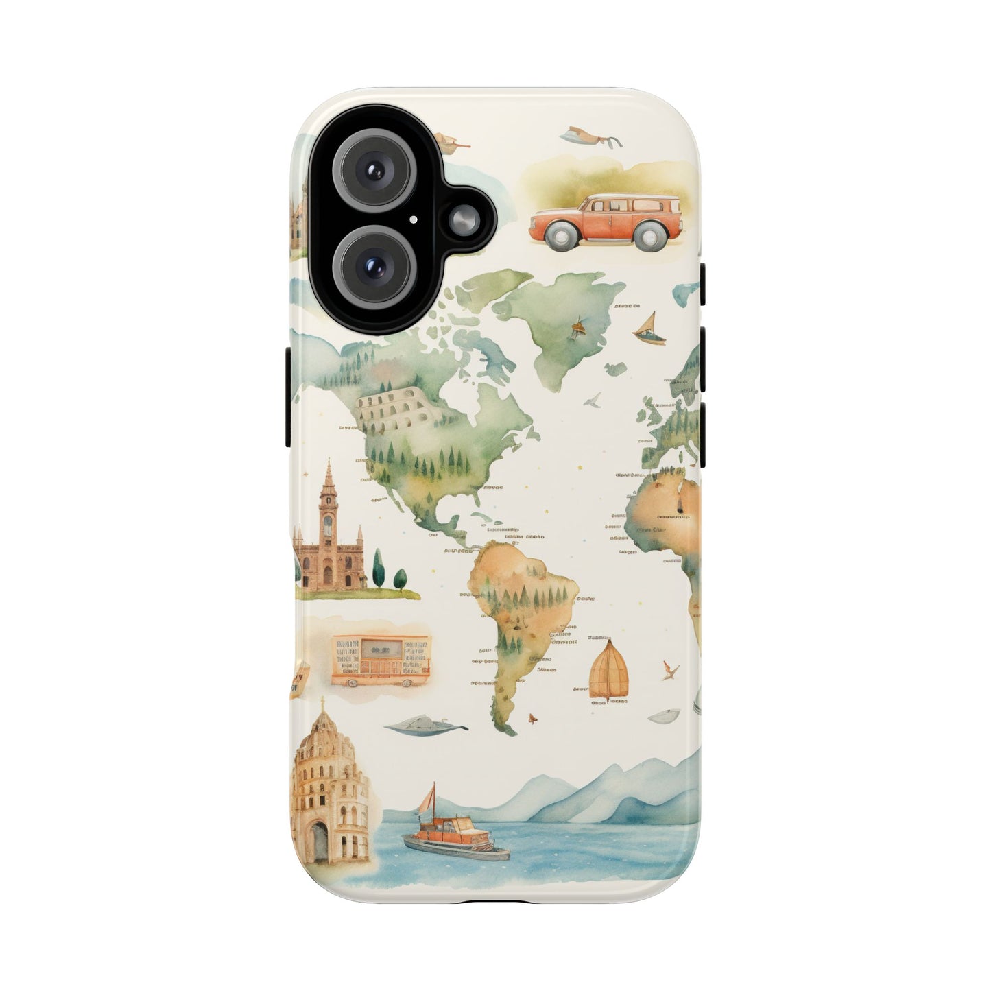 Hard Phone Case — Watercolor Fantasy Map Castle Design