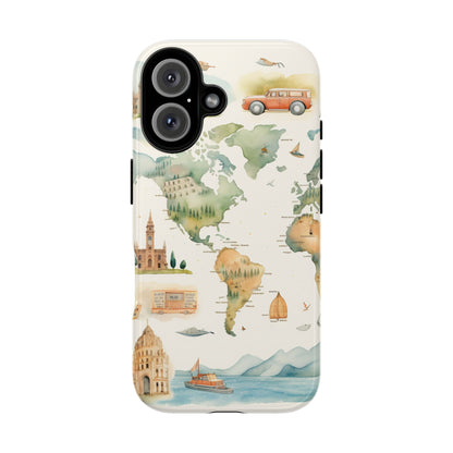 Hard Phone Case — Watercolor Fantasy Map Castle Design