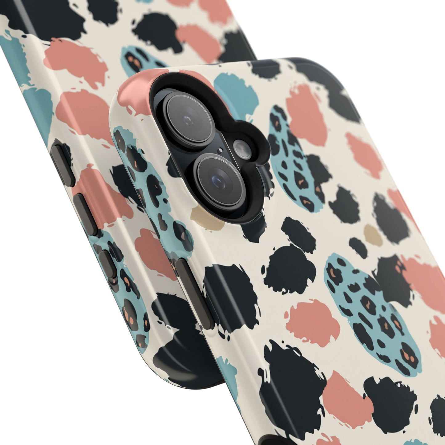 Leopard Splash Magnetic Impact Phone Case — Teal & Coral Animal Print