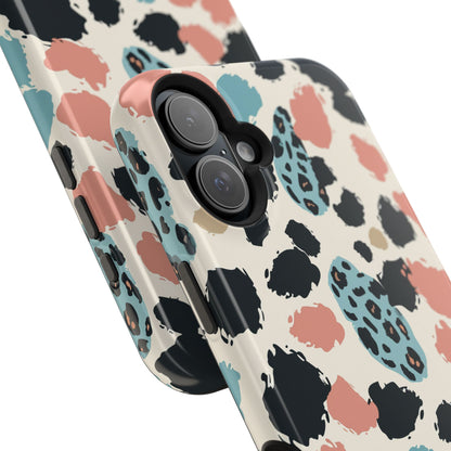 Leopard Splash Magnetic Impact Phone Case — Teal & Coral Animal Print