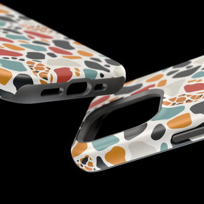 Terrazzo Pattern Magnetic Impact Phone Case — Colorful Retro Pebble Design