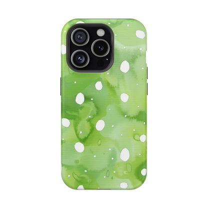 Green Watercolor Polka Dot Magnetic Impact Phone Case