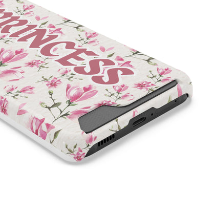 Chic Floral Phone Case with Card Holder for Princesses, Cute Floral Design, Gift for Her