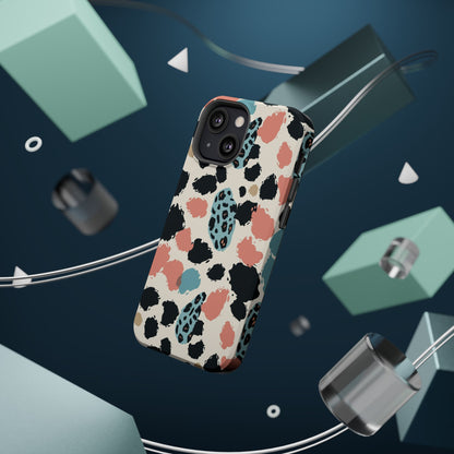 Leopard Splash Magnetic Impact Phone Case — Teal & Coral Animal Print