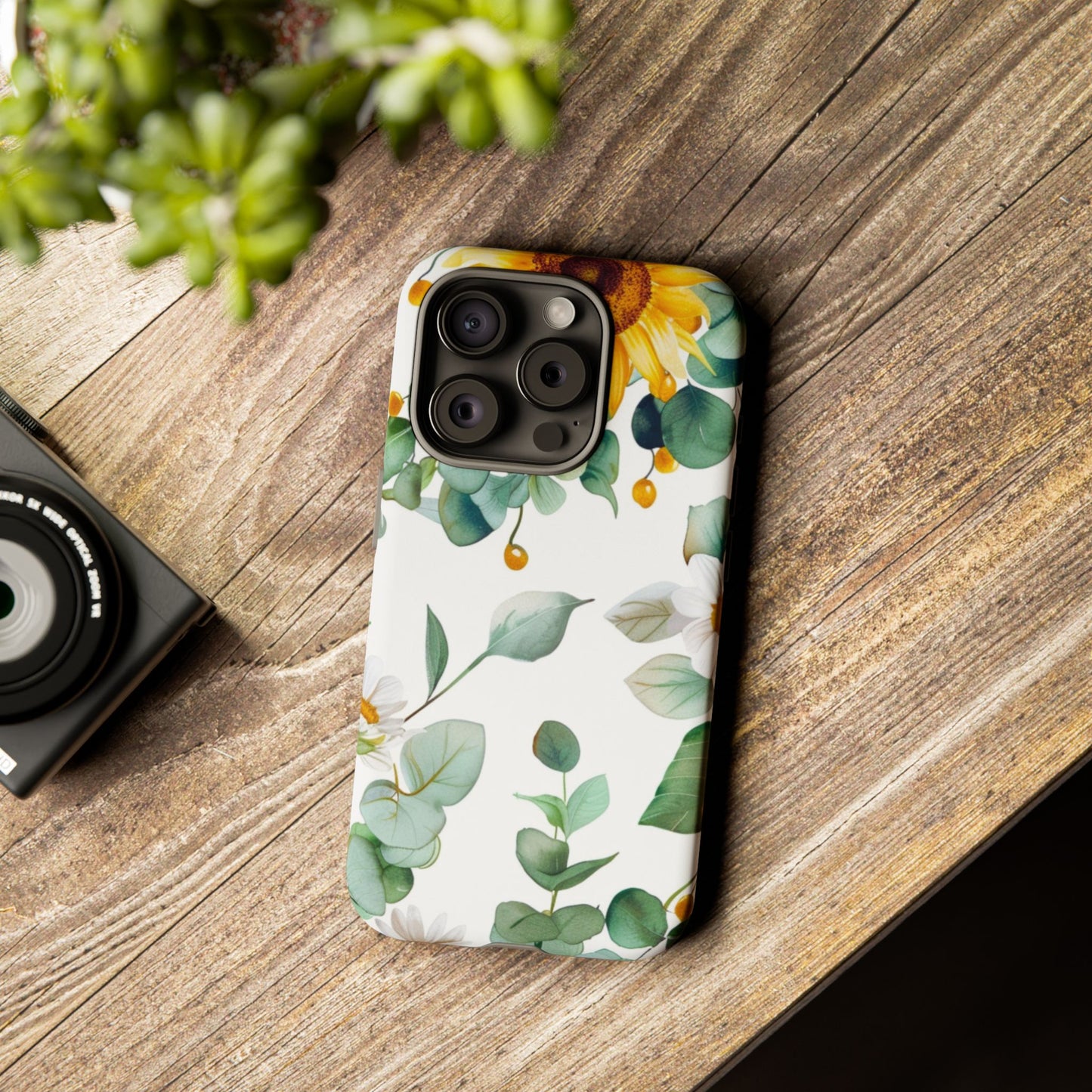 Sunflower & Eucalyptus Tough Phone Case — Protective Floral iPhone Case