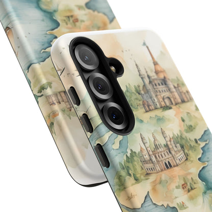 Hard Phone Case — Watercolor Fantasy Map Castle Design