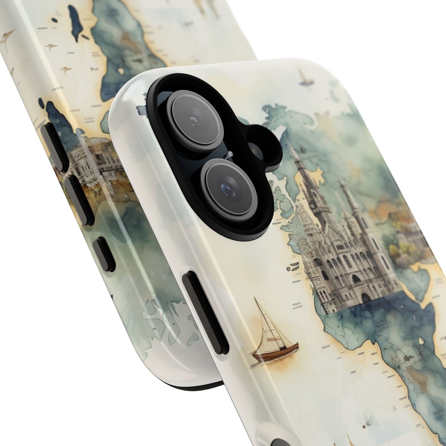 Hard Phone Case — Watercolor Fantasy Map Castle Design
