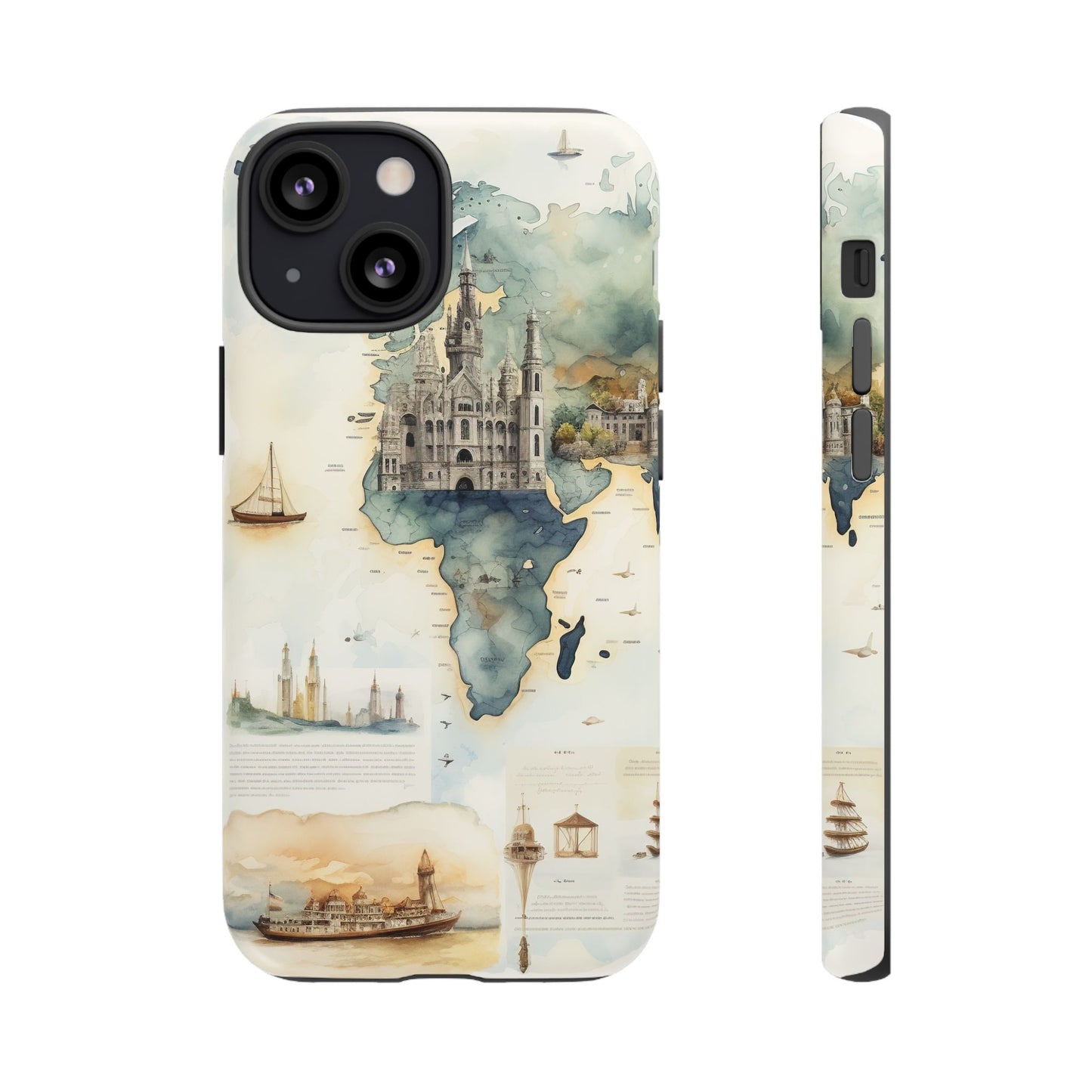 Hard Phone Case — Watercolor Fantasy Map Castle Design