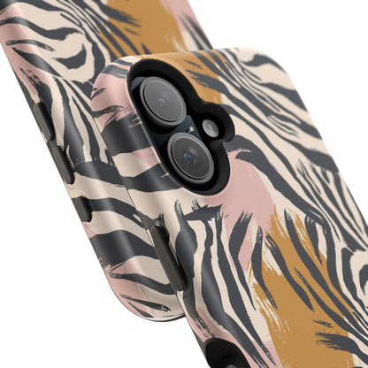 Zebra Brushstroke Magnetic Impact Phone Case,Africa Pattern