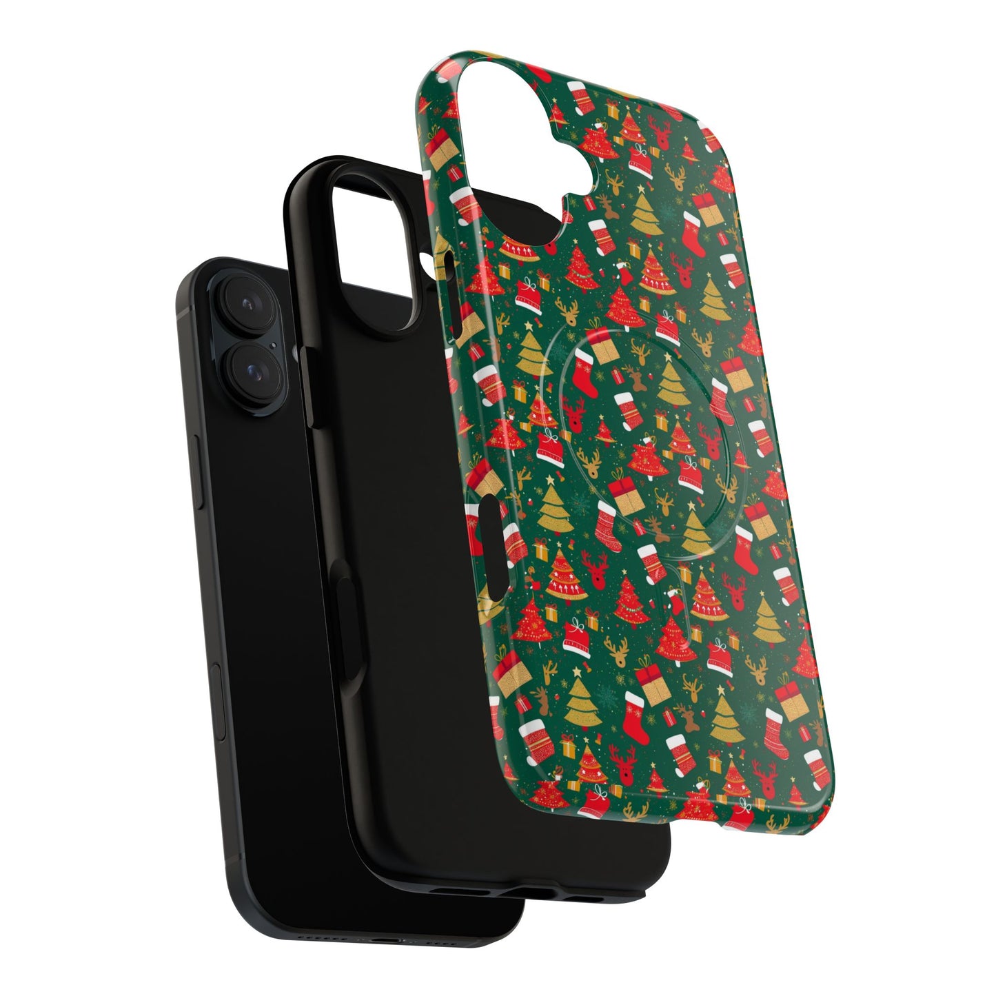 Christmas Tough Magnetic Phone Case | Festive Holiday Accessory | Cute Santa & Tree Design, Gift for Him/Her, Seasonal Tech