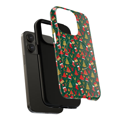 Christmas Tough Magnetic Phone Case | Festive Holiday Accessory | Cute Santa & Tree Design, Gift for Him/Her, Seasonal Tech