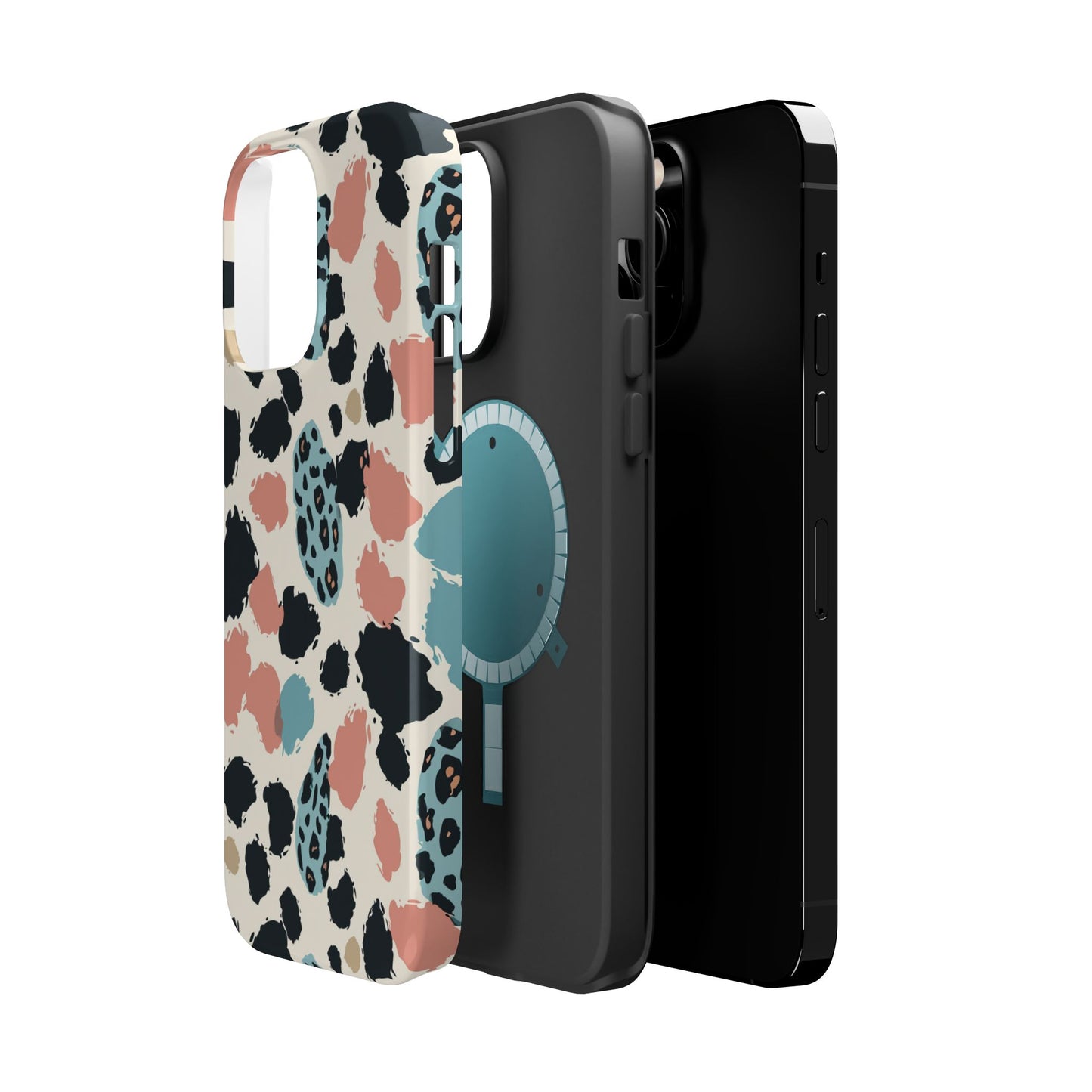 Leopard Splash Magnetic Impact Phone Case — Teal & Coral Animal Print