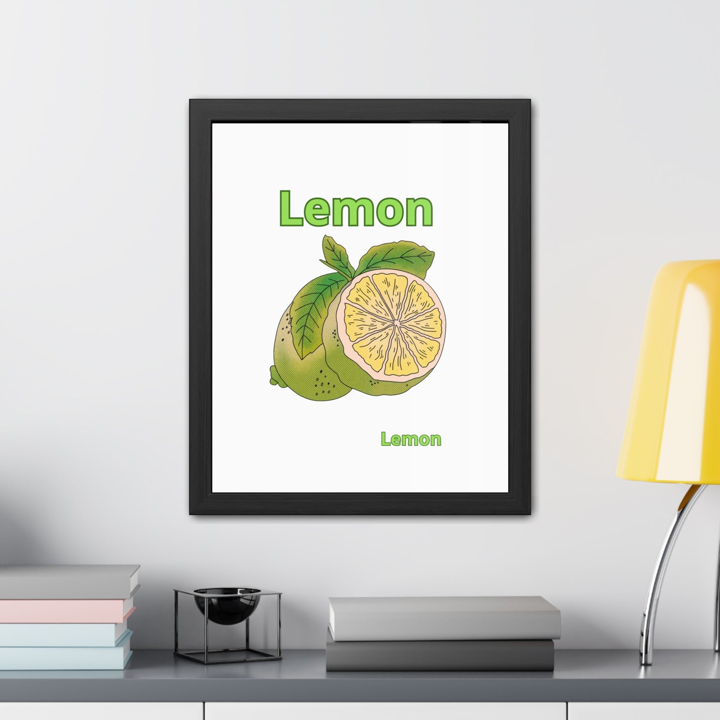 Lemon Framed Poster, Bright Home Decor, Kitchen Art, Gift for Citrus Lovers, Fresh Farmhouse Style