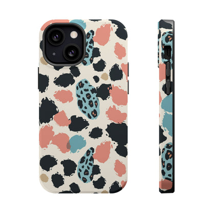 Leopard Splash Magnetic Impact Phone Case — Teal & Coral Animal Print