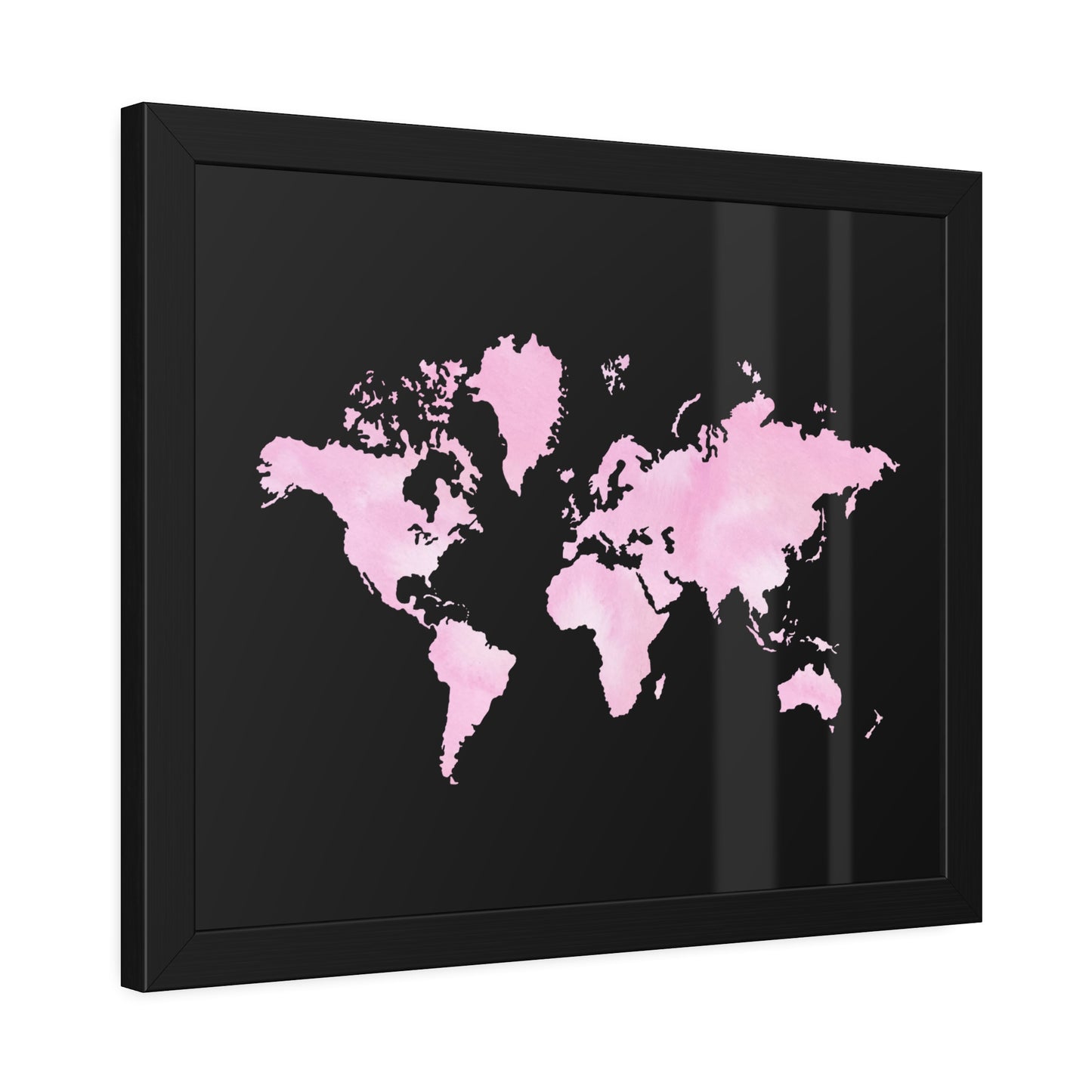 Pink Watercolor World Map Framed Poster,Coquette Poster