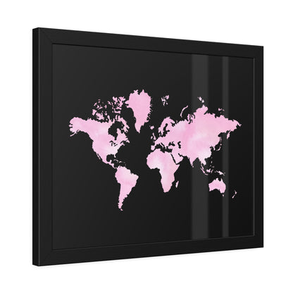 Pink Watercolor World Map Framed Poster,Coquette Poster