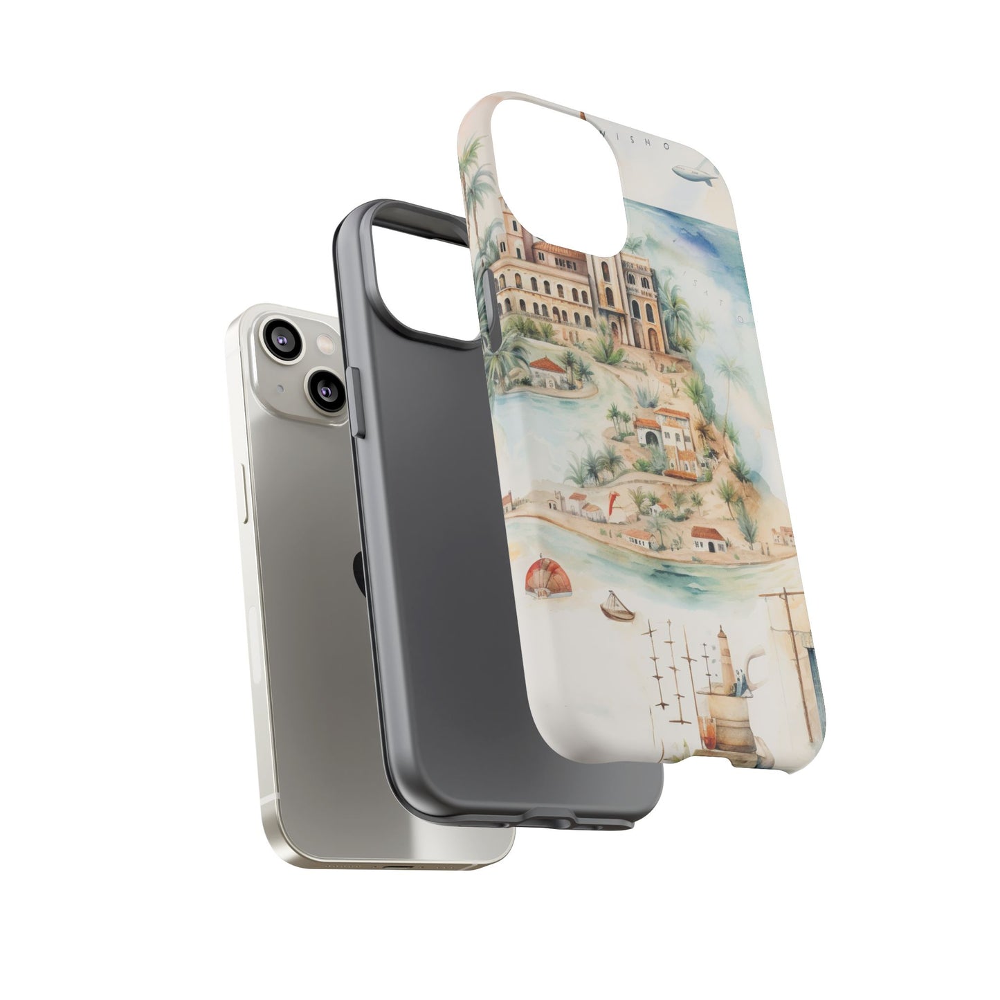 Hard Phone Case — Watercolor Fantasy Map Castle Design