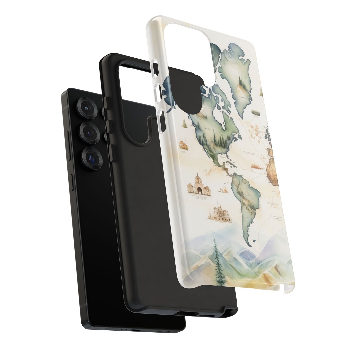 Hard Phone Case — Watercolor Fantasy Map Castle Design