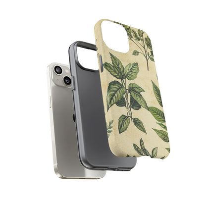 Botanical Leaves Tough Phone Case — Vintage Green Plant Print