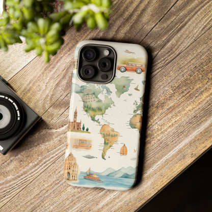 Hard Phone Case — Watercolor Fantasy Map Castle Design