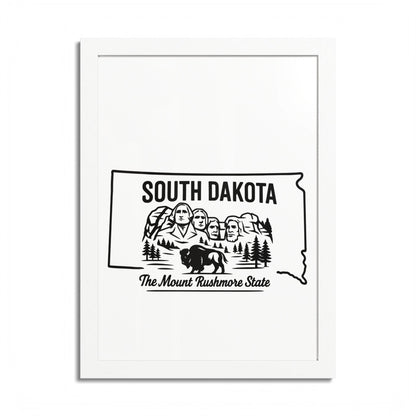 South Dakota State Framed Poster — The Evergreen State Vintage Map Print,Perfect Gift For Her,For Him.