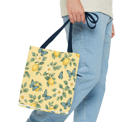 Sunny Lemon Blossom Tote Bag, Summer Vibes, Eco-Friendly Shopping Bag, Floral Market Tote, Perfect Gift for her/him
