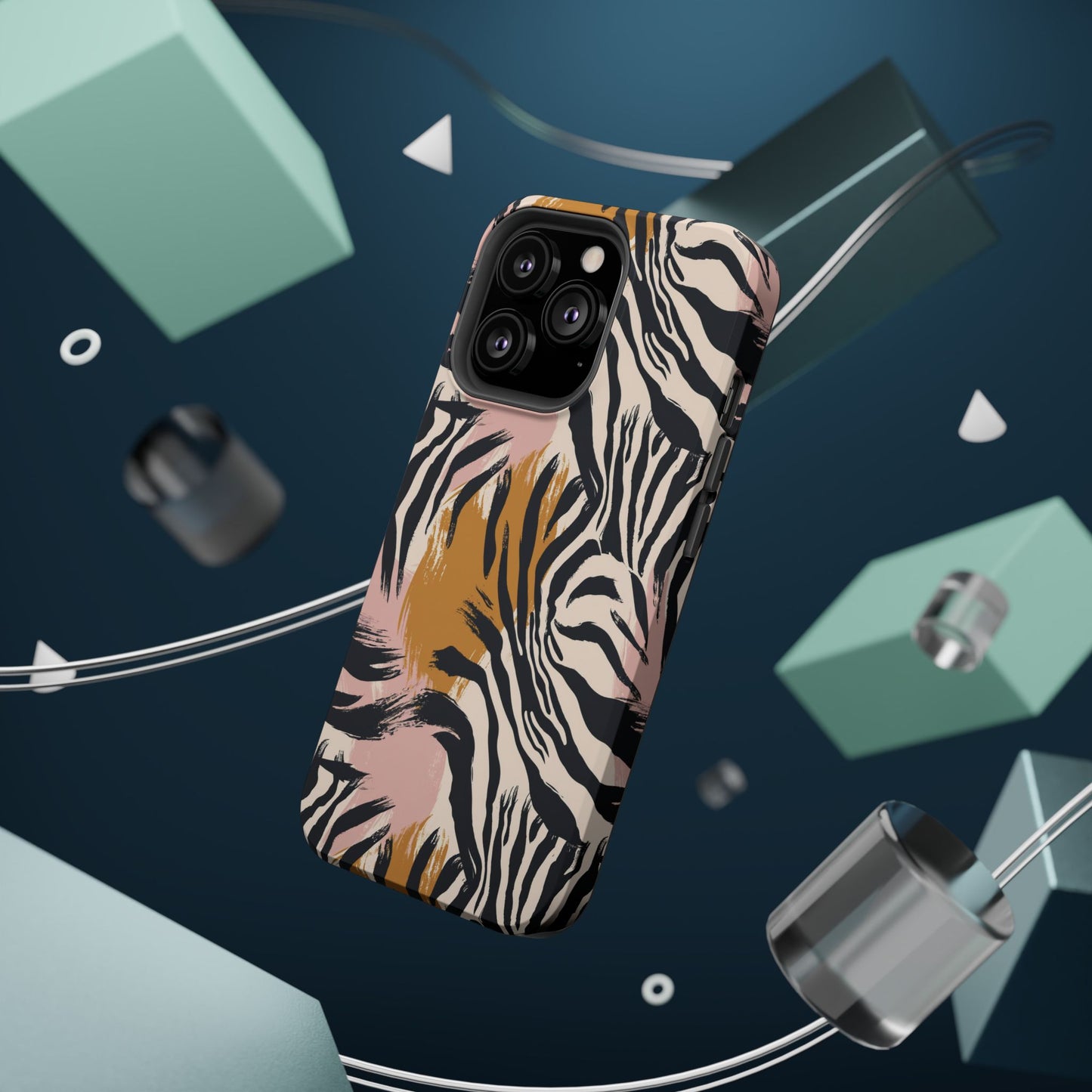 Zebra Brushstroke Magnetic Impact Phone Case,Africa Pattern