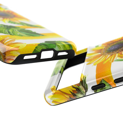 Sunflower Stripes Phone Case - Bright Floral Tough Case