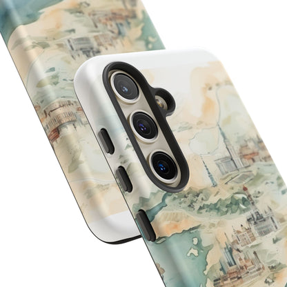 Hard Phone Case — Watercolor Fantasy Map Castle Design