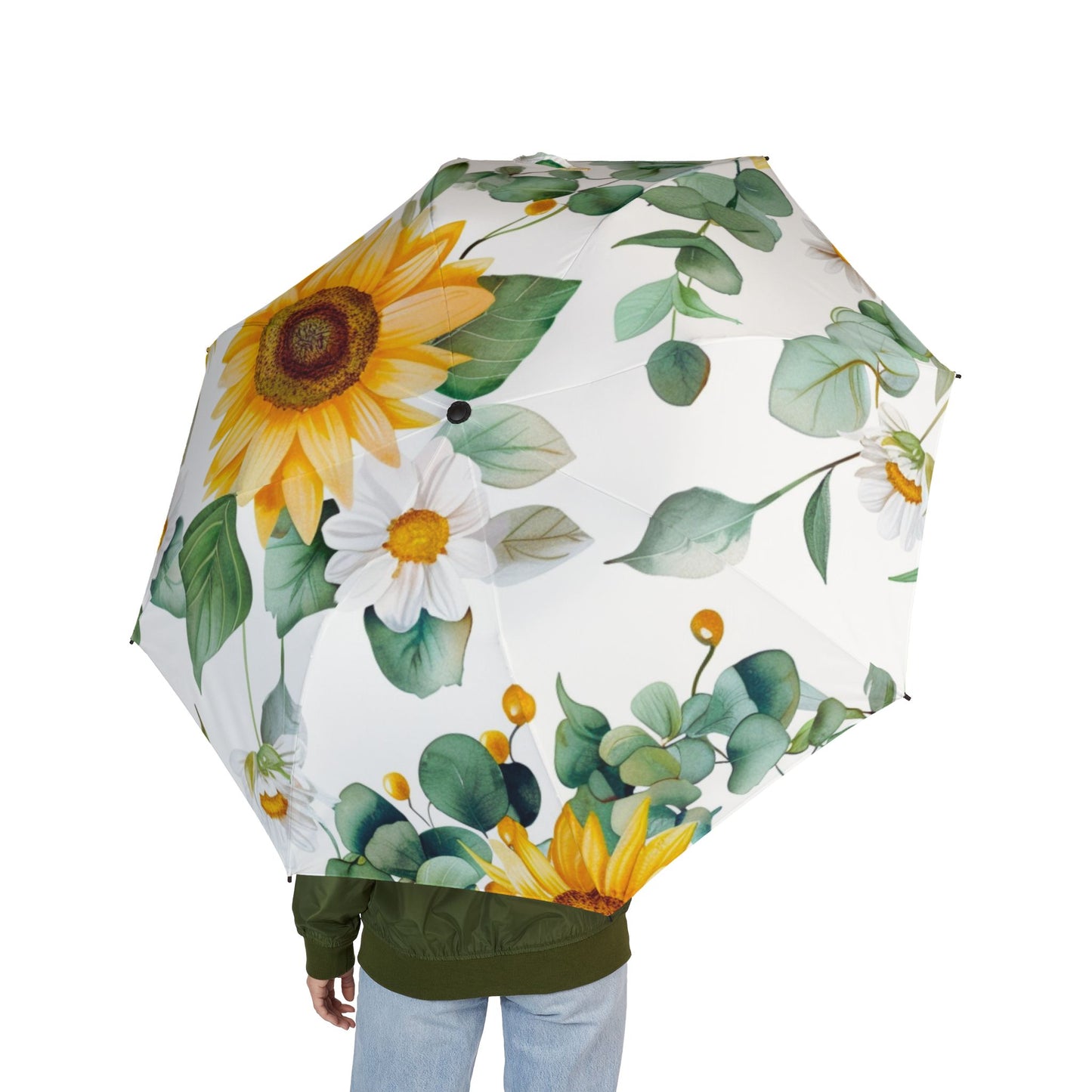 Sunflower Foldable Umbrella — Semi-Automatic Compact Rain Parasol