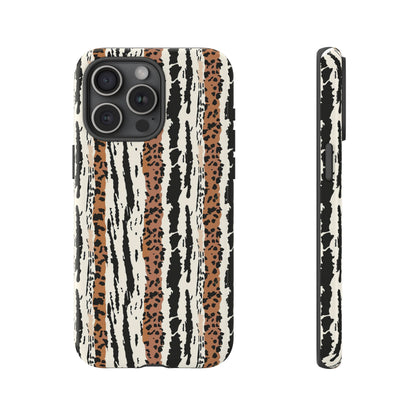 Animal Stripe Phone Case — Leopard & Zebra Pattern Tough Protective Cover,Africa Pattern .