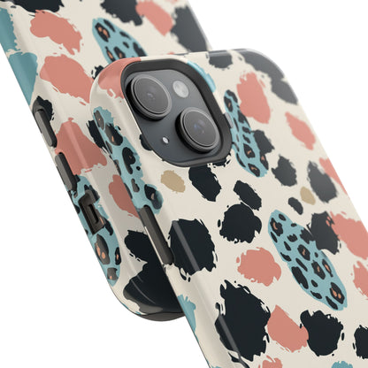 Leopard Splash Magnetic Impact Phone Case — Teal & Coral Animal Print