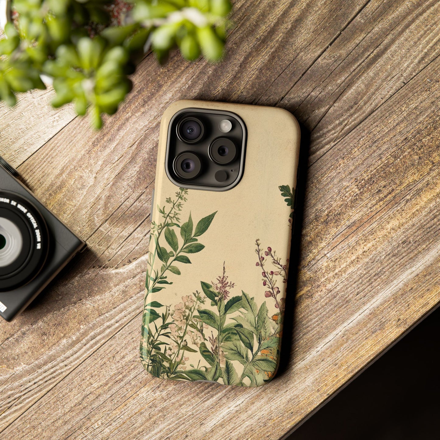 Floral Vintage Tough Case – Botanical Protective Phone Cover,Plants Lovers