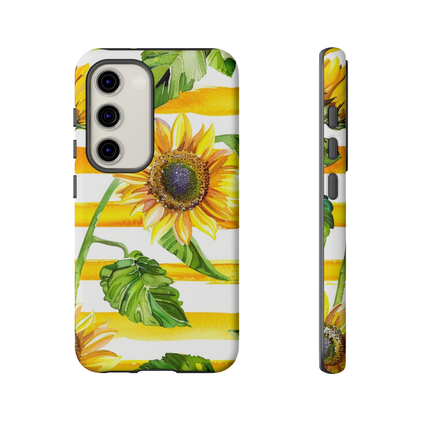 Sunflower Stripes Phone Case - Bright Floral Tough Case