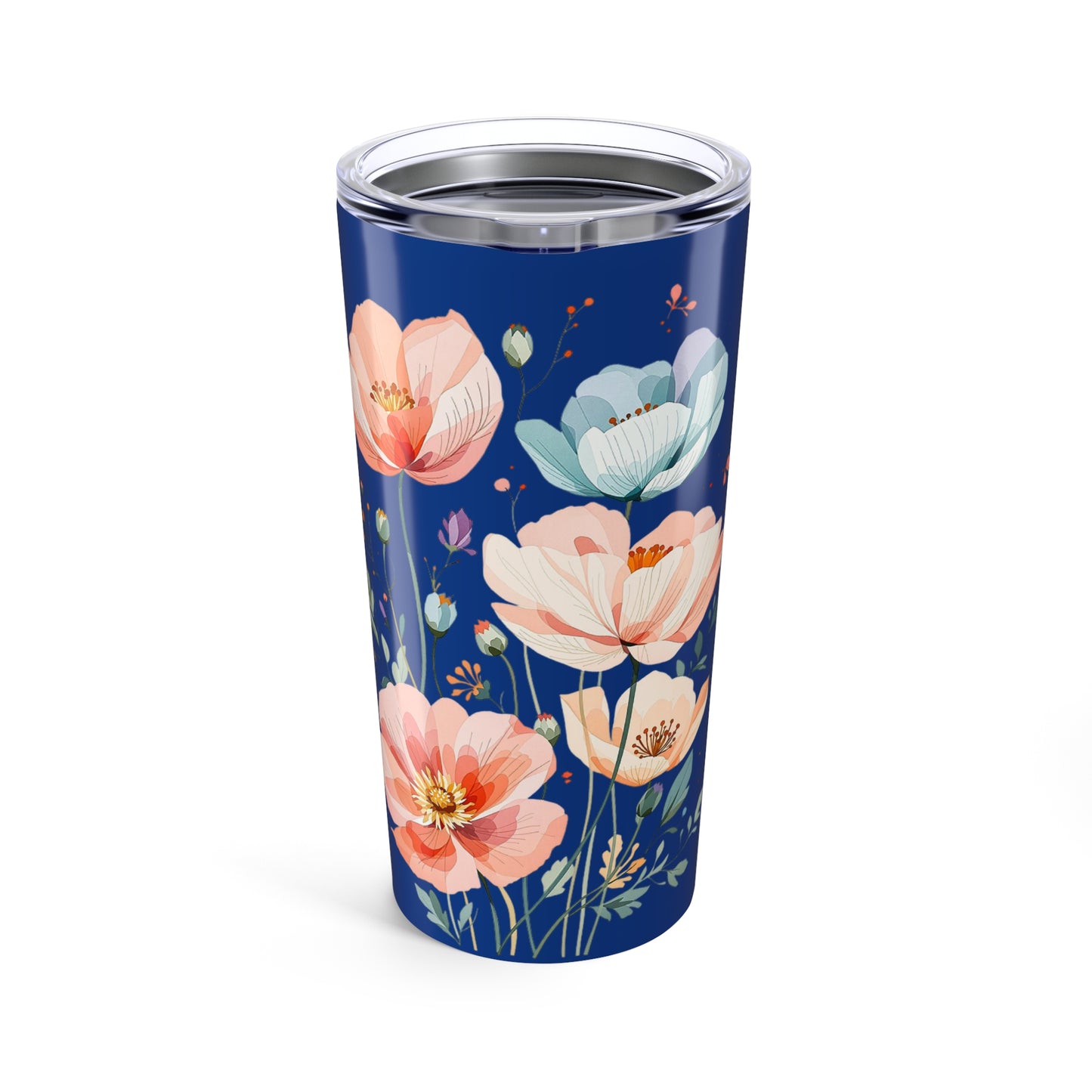 20oz Floral Navy Tumbler – Insulated Stainless Steel Travel Cup