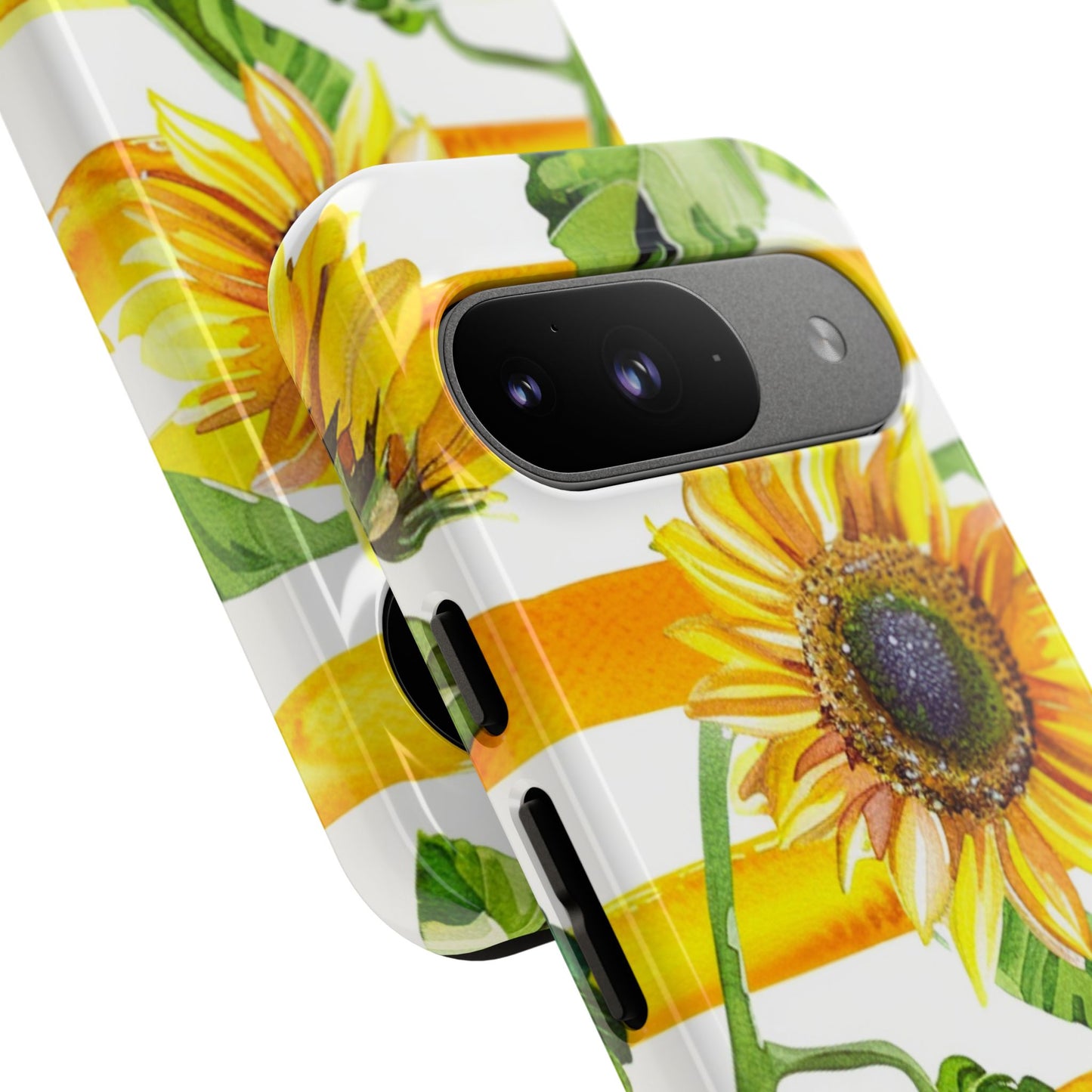 Sunflower Stripes Phone Case - Bright Floral Tough Case