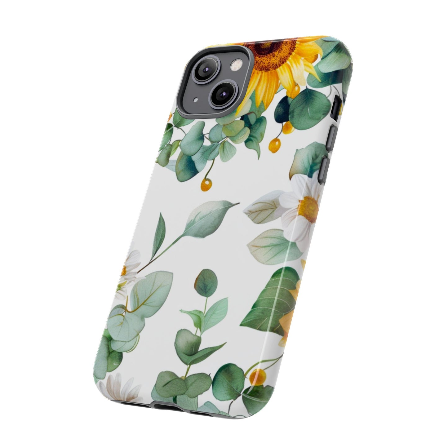 Sunflower & Eucalyptus Tough Phone Case — Protective Floral iPhone Case