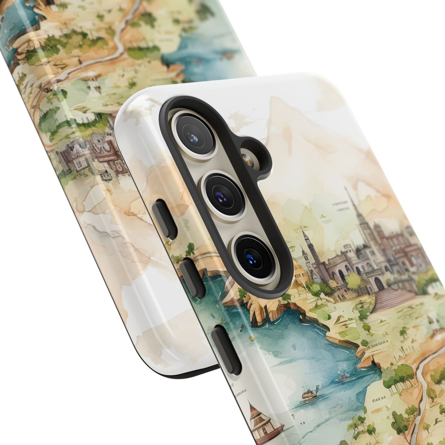 Hard Phone Case — Watercolor Fantasy Map Castle Design