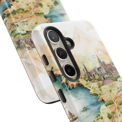 Hard Phone Case — Watercolor Fantasy Map Castle Design